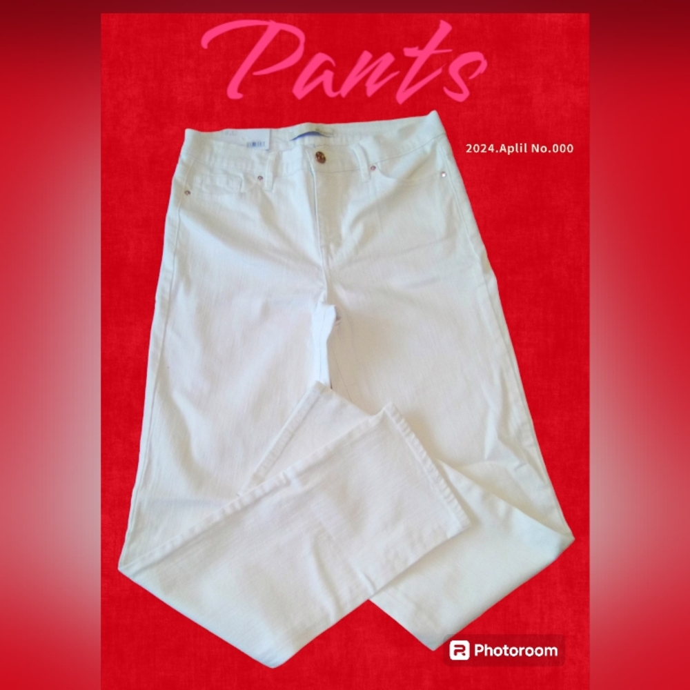 Ella Moss Ladies' White Denim Straight Leg Ankle Mid-rise Pants Size 4